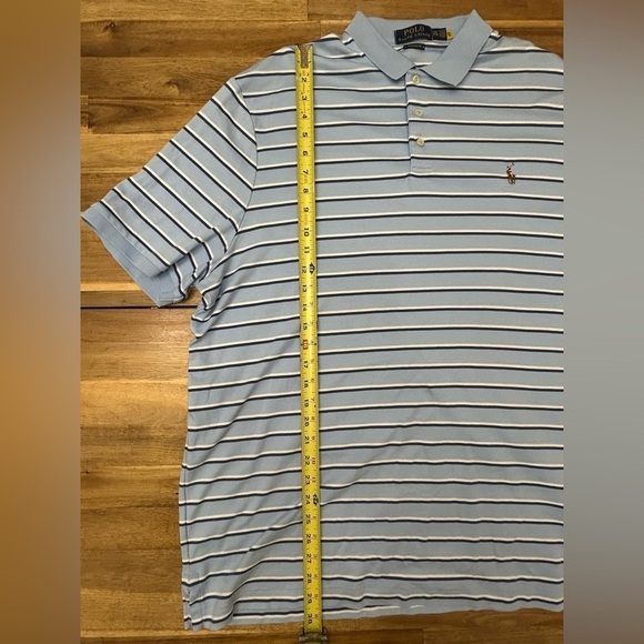 Polo Ralph Lauren Classic Fit Striped Soft Cotton Polo Light Blue Navy White XXL - Picture 6 of 11